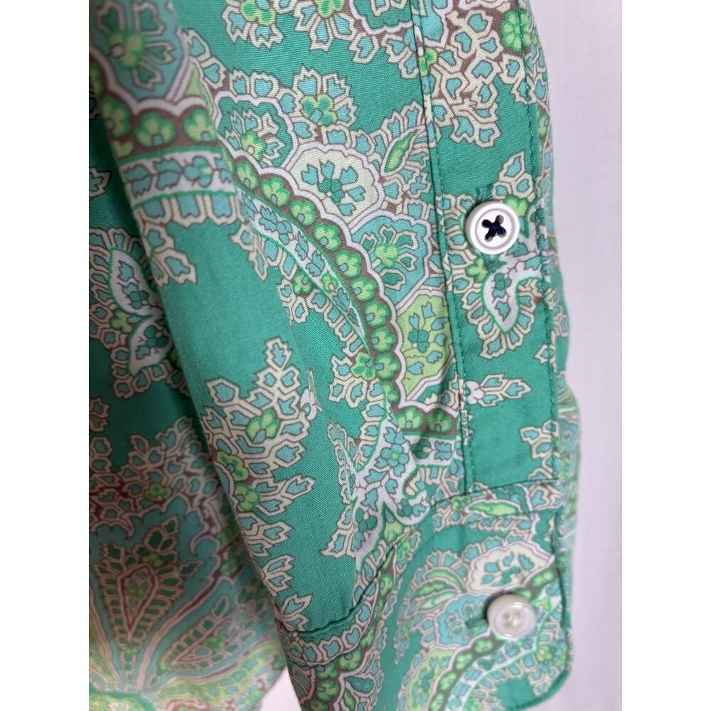 J.Crew Collection Womens 12 Green Paisley Long Sleeve Button Down Shirt Top - Picture 3 of 9